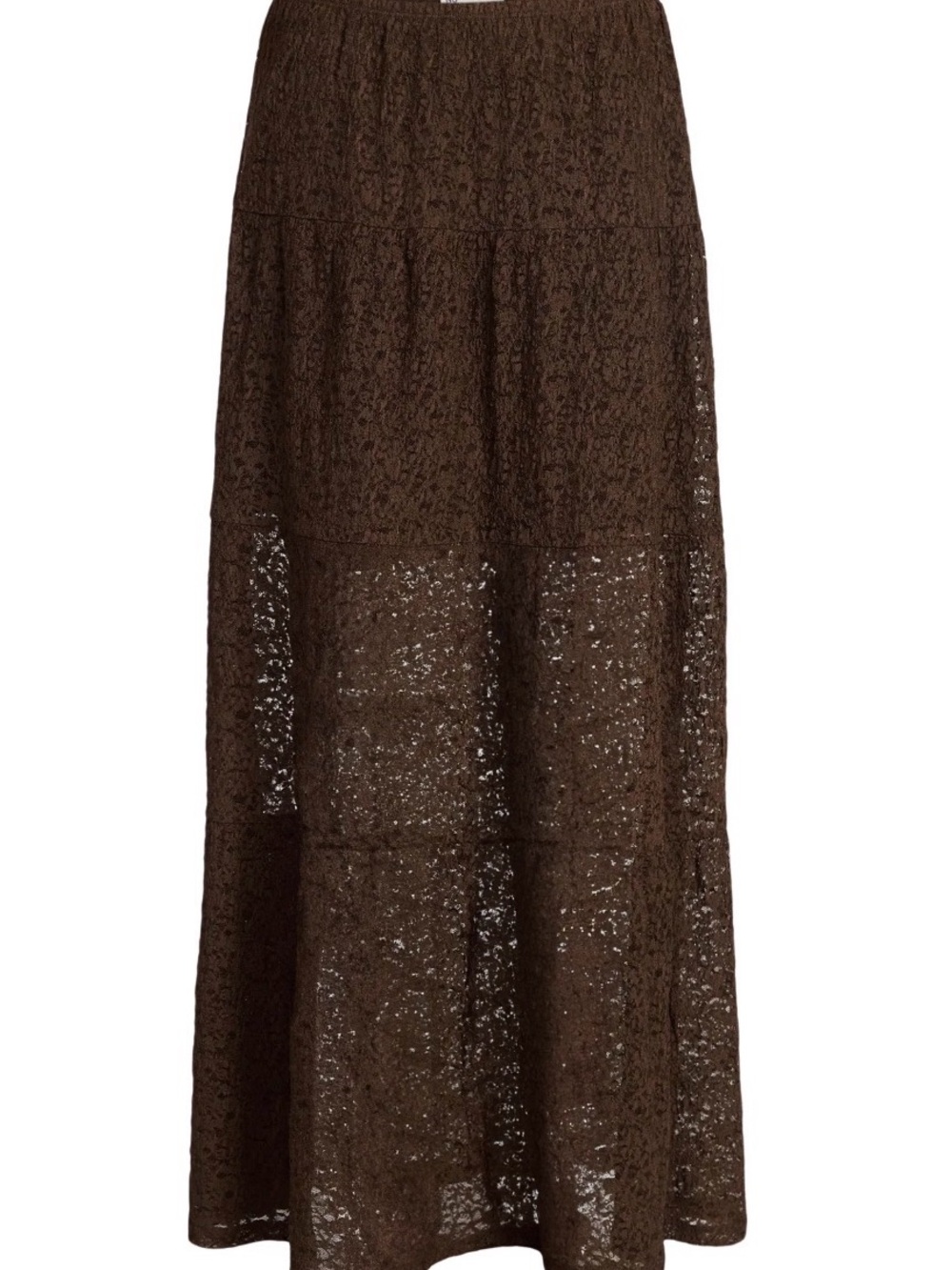 Brown Lace Maxi Skirt - Women's Tiered Boho Style - Picture 3 of 3